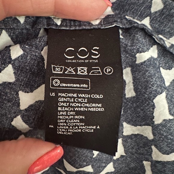 COS‎ Navy and White Geometric Tunic Mini Dress Size 2 - Picture 5 of 5